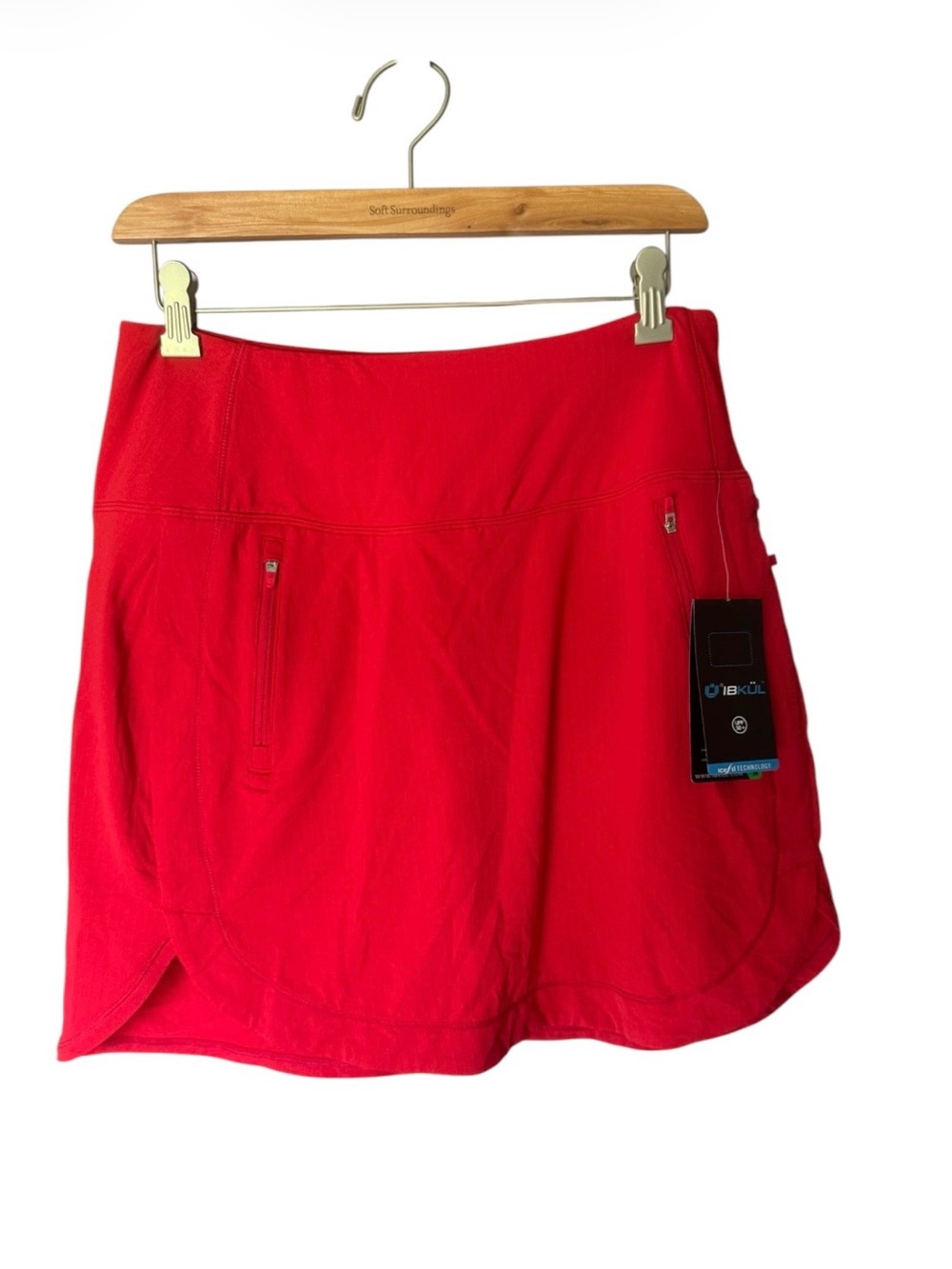 IBKUL Red Athletic midi skirt with Zip Pockets